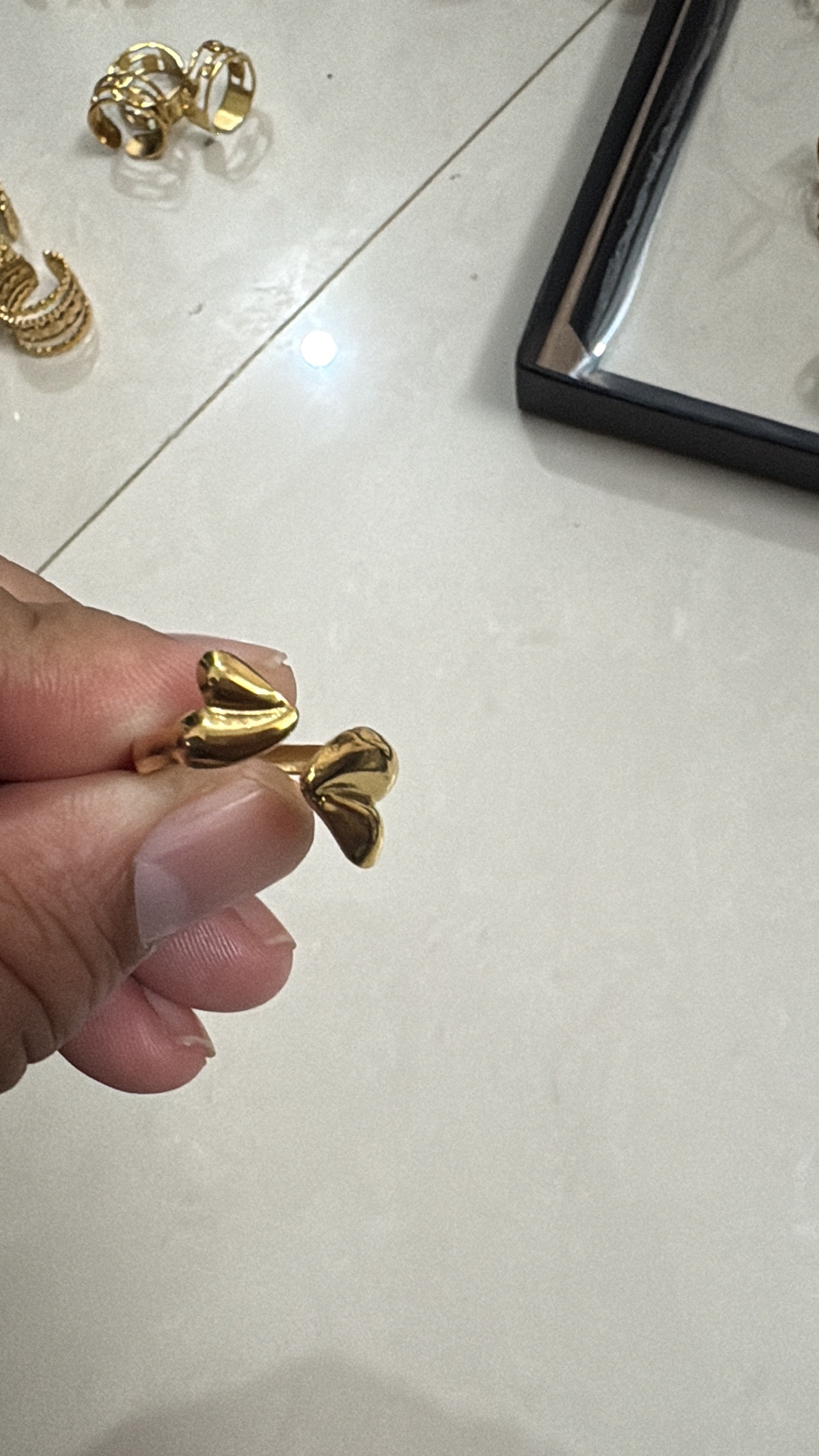 Adjustable Gold Double Heart Ring