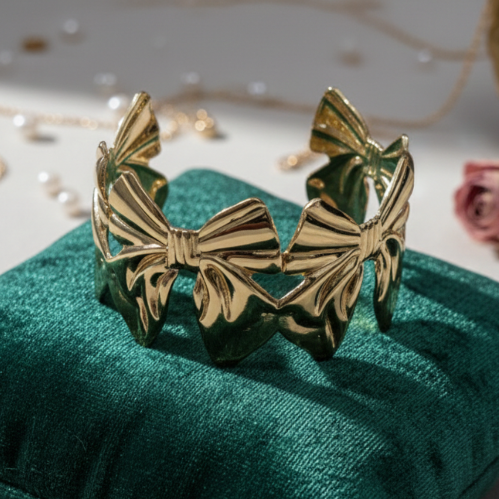 Golden Bow Statement Cuff Bracelet