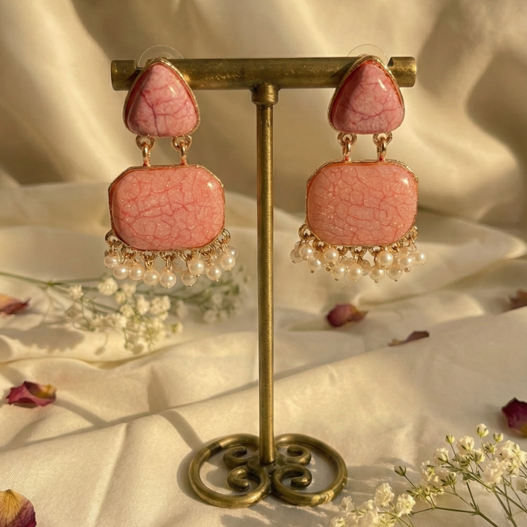Pink Glow Statement Earrings