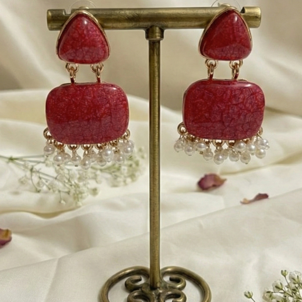 Ruby Stone Drop Earrings