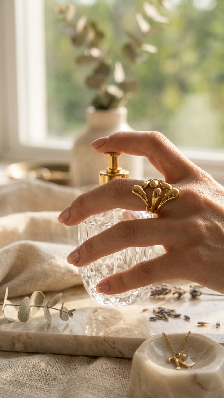 Adjustable Gold Teardrop Floral Ring