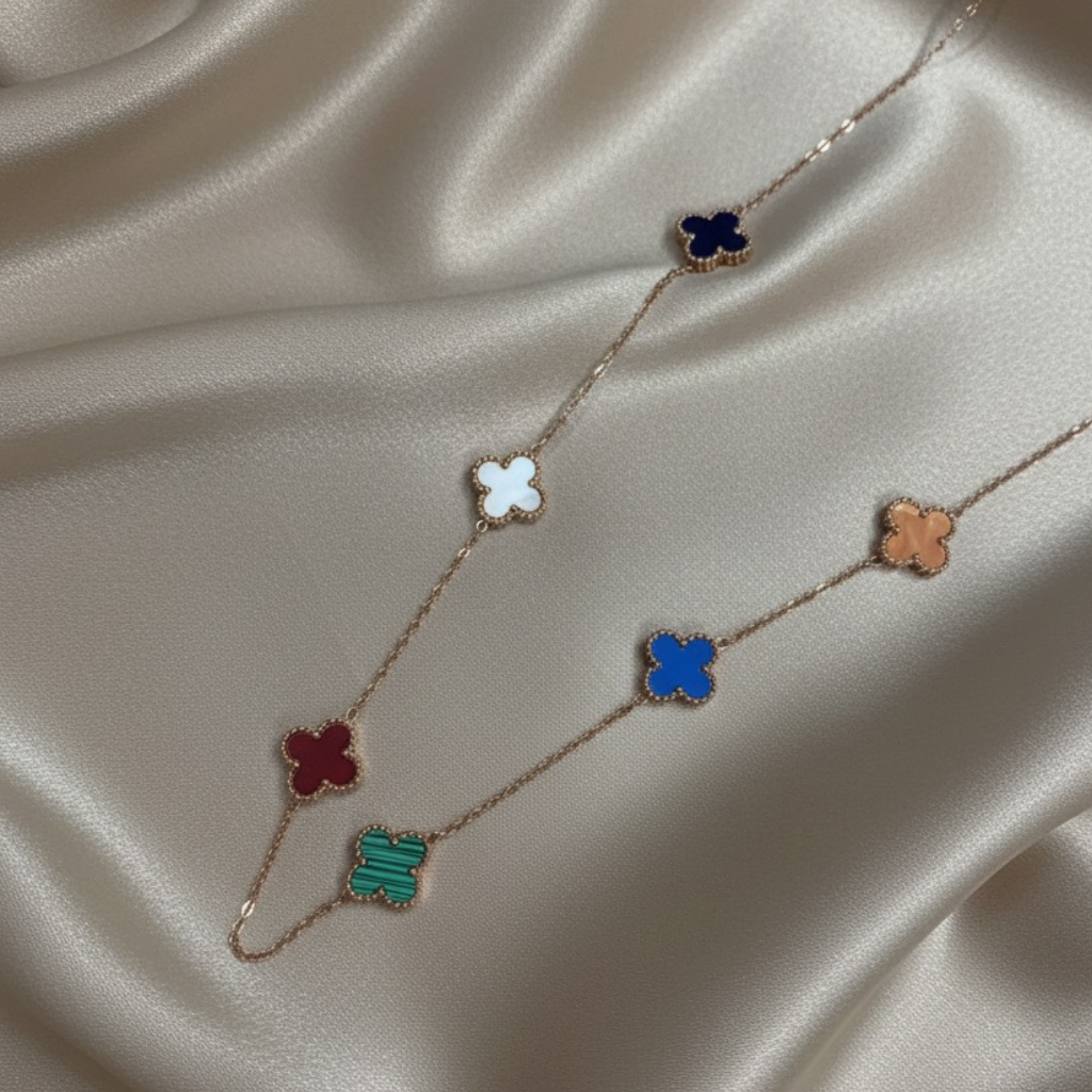 Multicolor Clover Charm Necklace