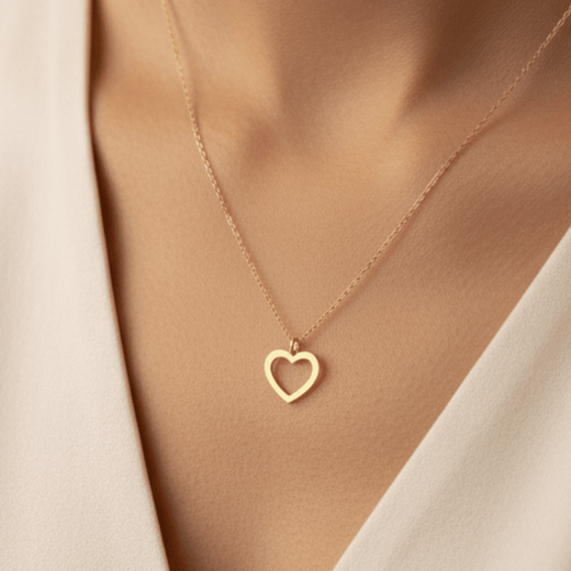 Anti Tarnish Golden Heart Charm Necklace