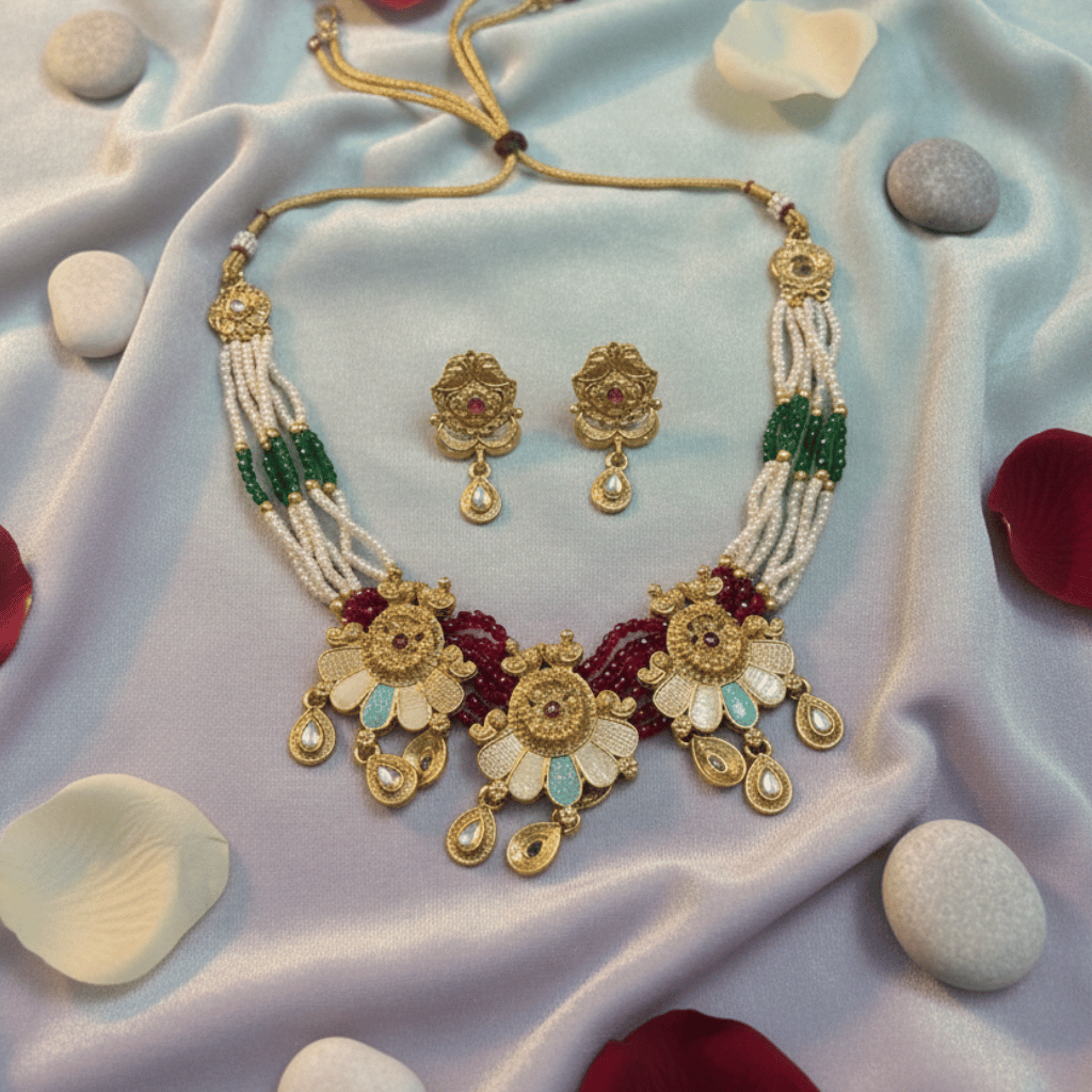 Royal Heritage Pearl Meenakari Set