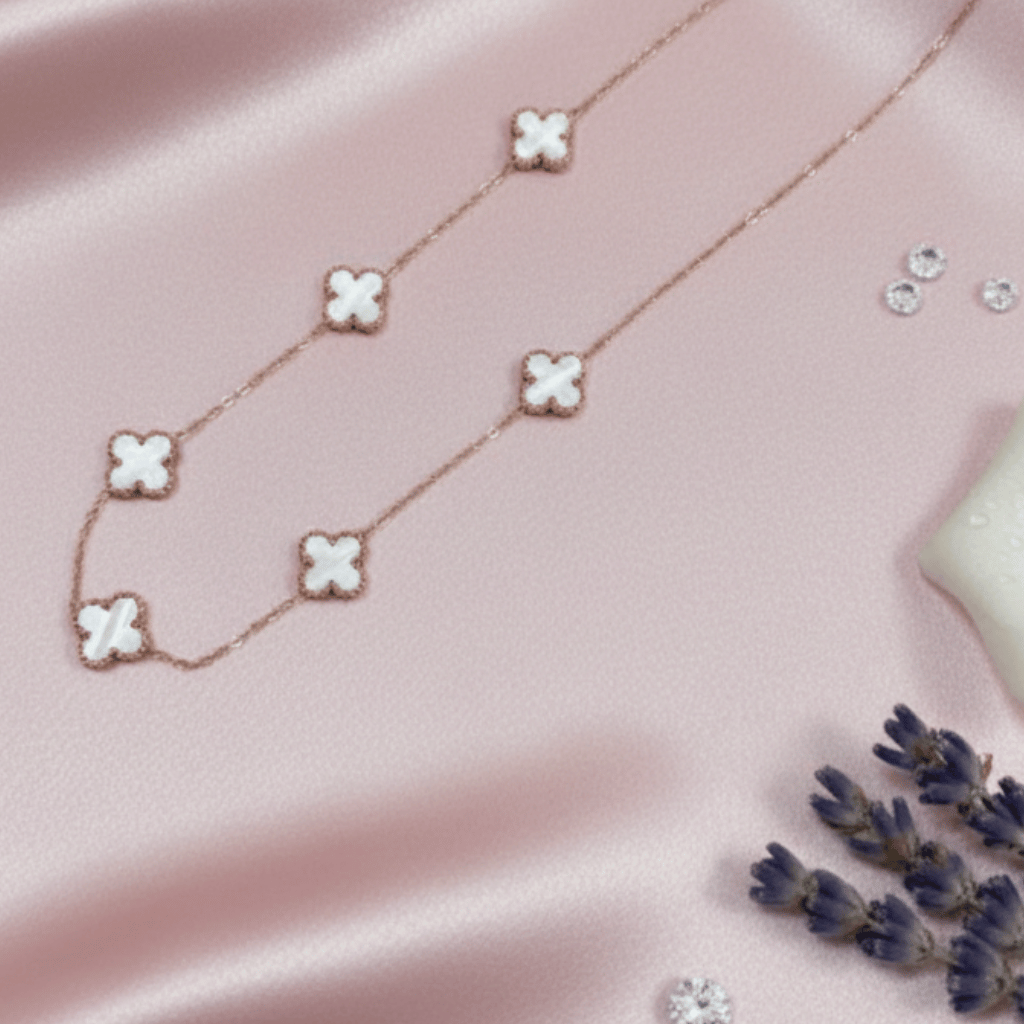 White Elegant Clover Charm Necklace