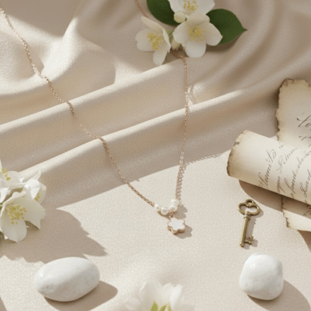 Pearl & Flower Pendant Necklace