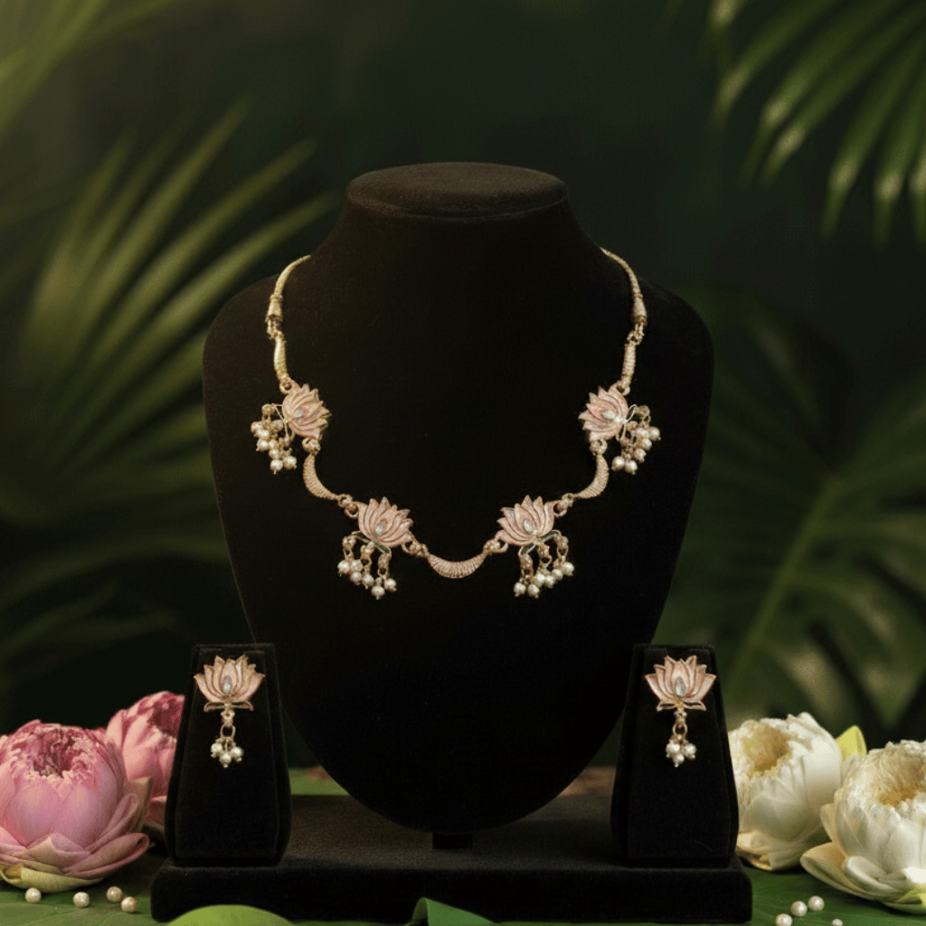 Peach Lotus Meenakari Set