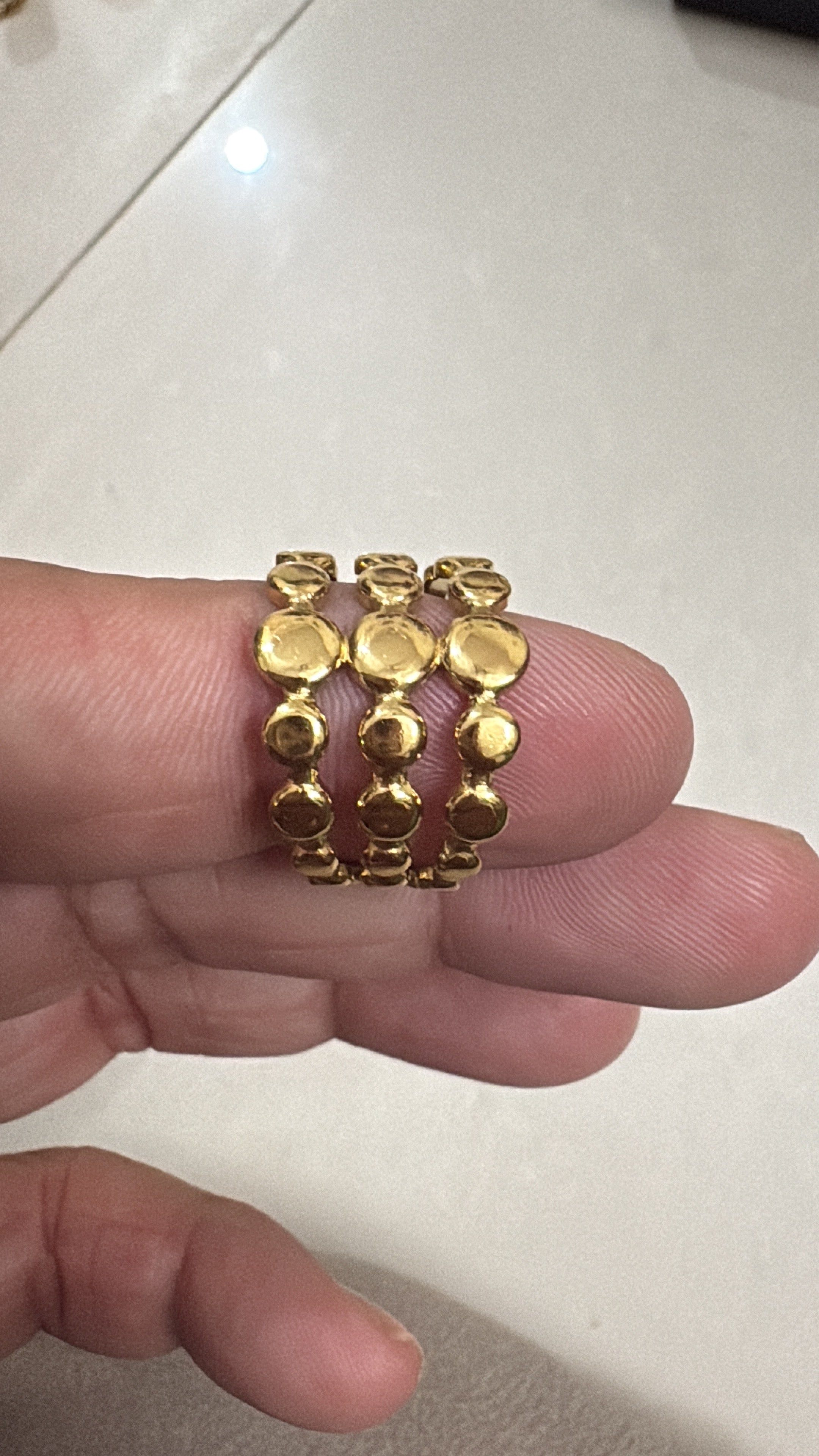Gold Multi-Row Coin Link Ring