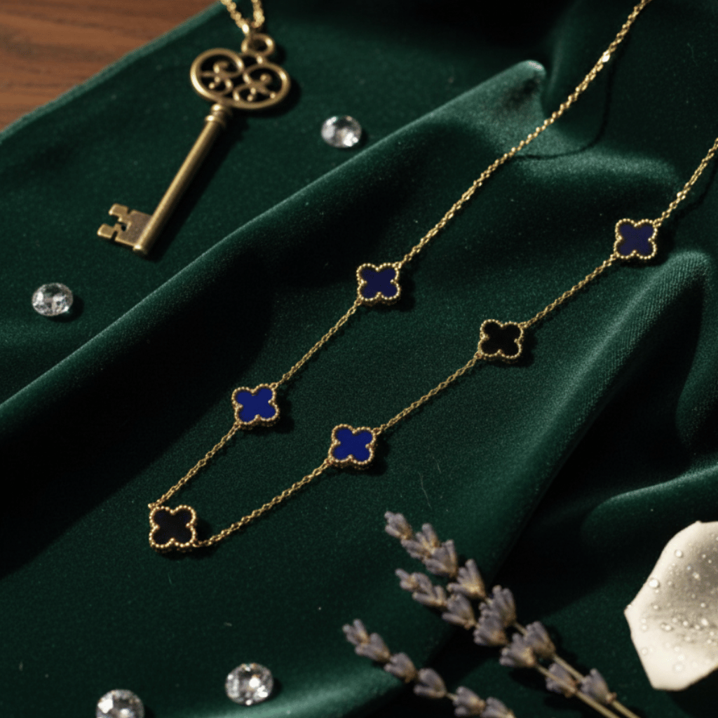 Blue Clover Charm Necklace