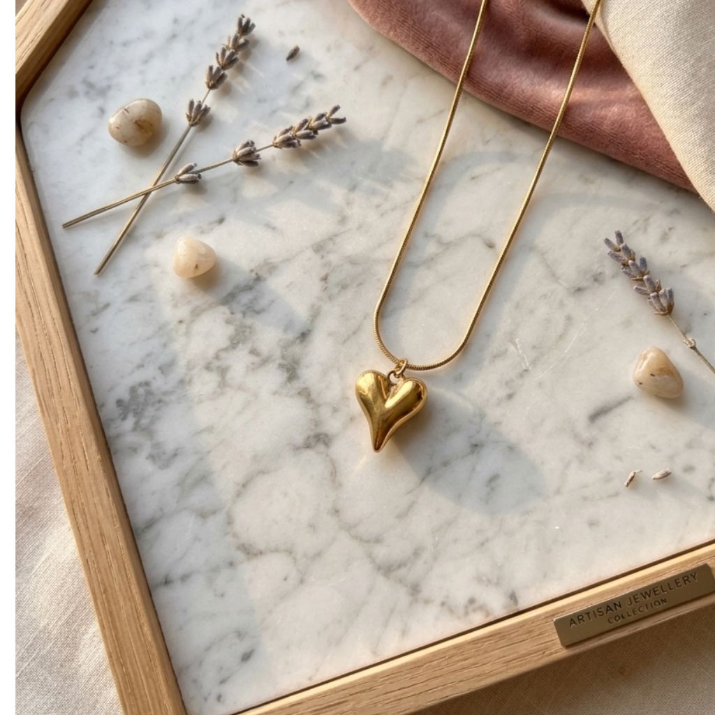 Antitarnish Gold Heart Pendant Necklace | Delicate Chain Jewelry for Women