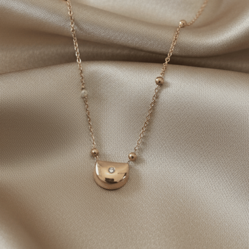 Elegant Half-Moon Pendant Necklace