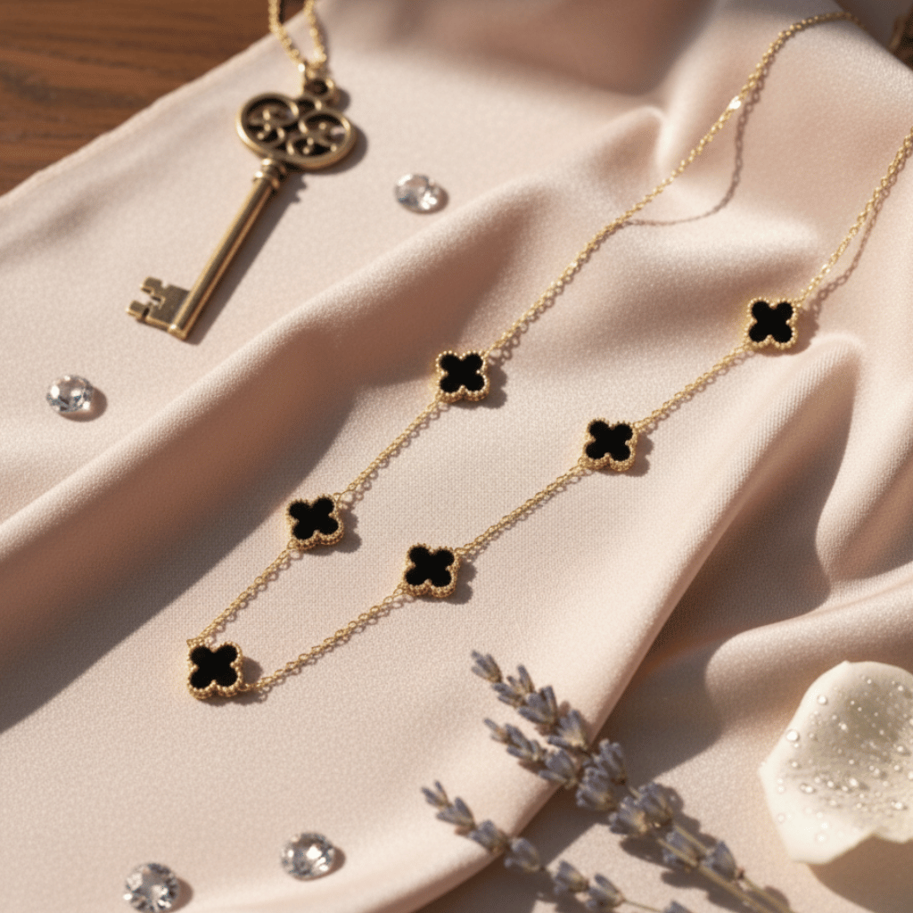 Black Clover Charm Necklace