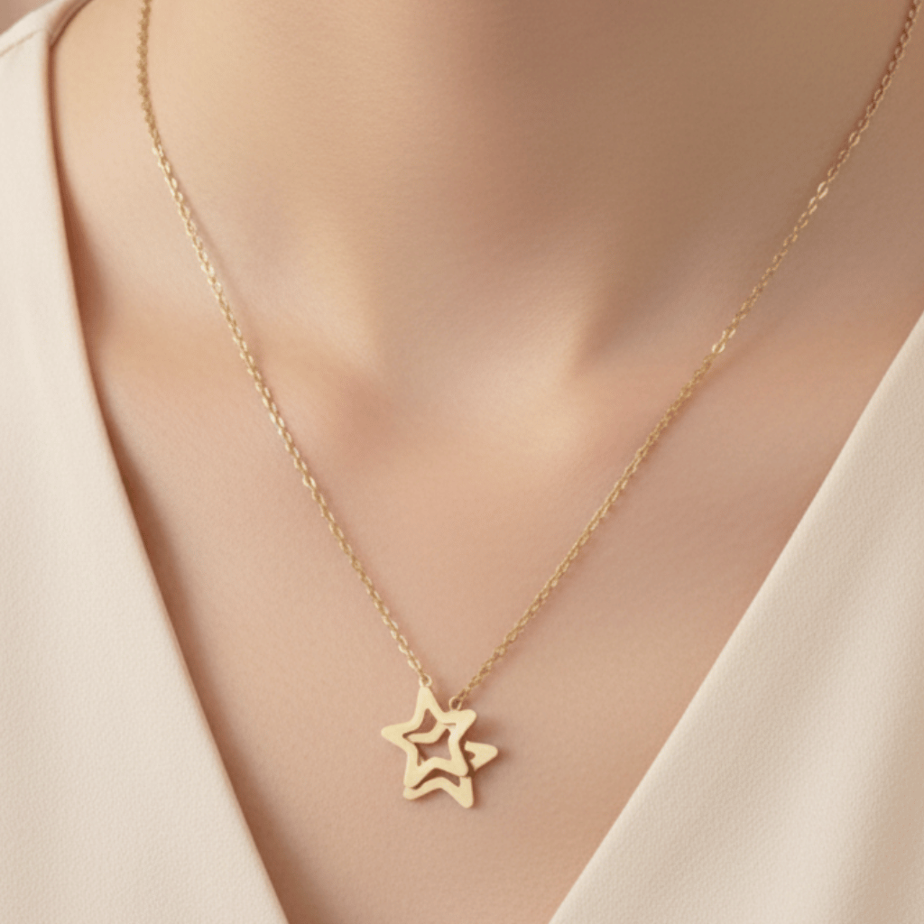 Anti Tarnish Interlocking Star Pendant Necklace