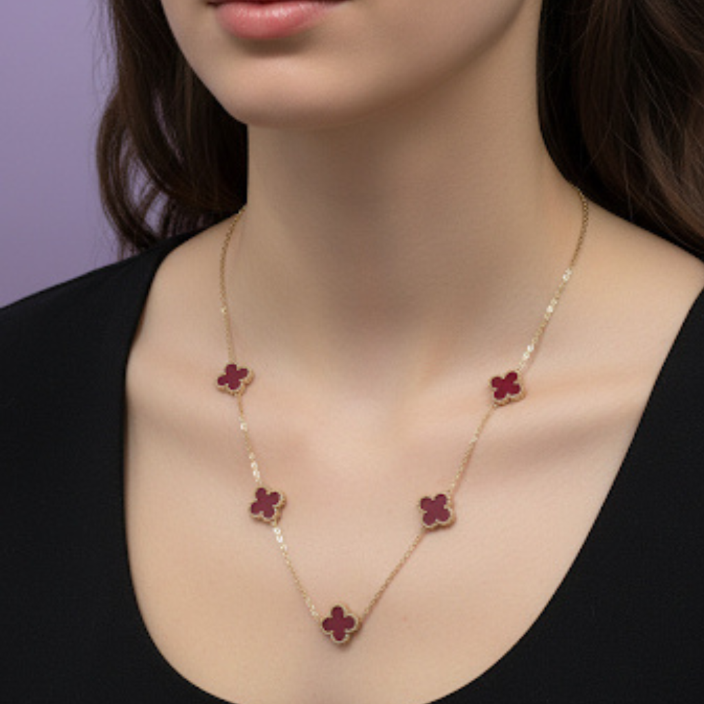 Red Clover Charm Necklace