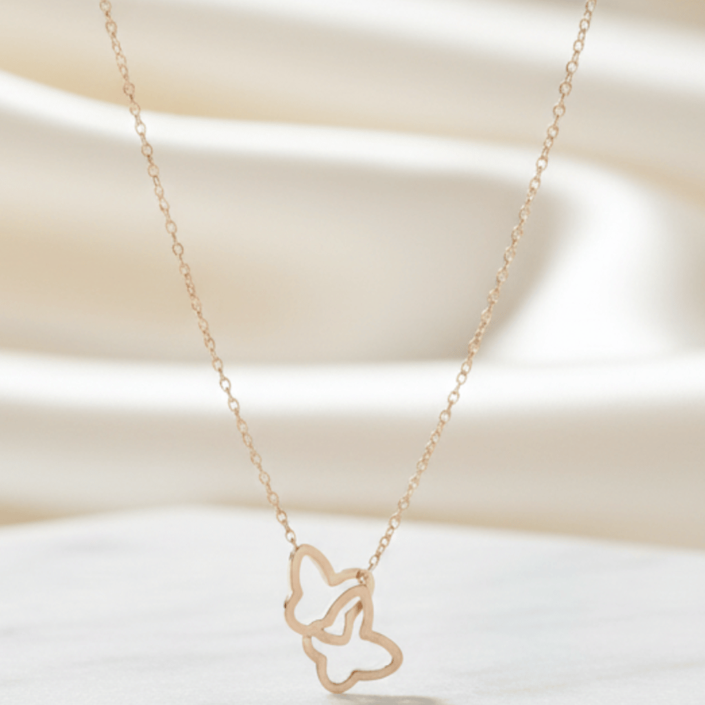 Anti Tarnish Butterfly Interlock Pendant Necklace