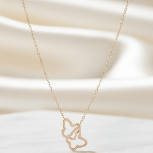 Anti Tarnish Butterfly Interlock Pendant Necklace