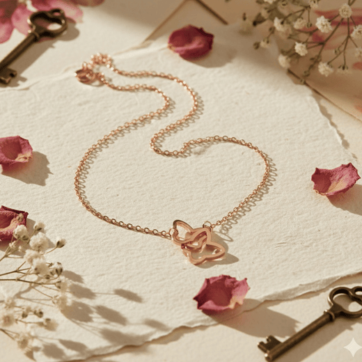 Anti Tarnish Butterfly Interlock Pendant Necklace