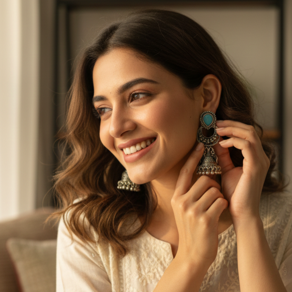 Noorika Oxidised Jhumka