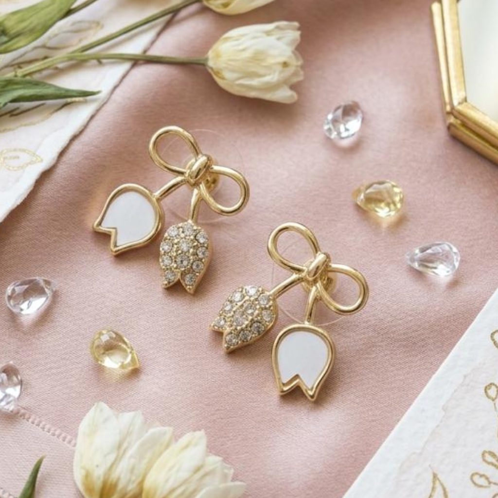 Golden Bloom Bow Earrings