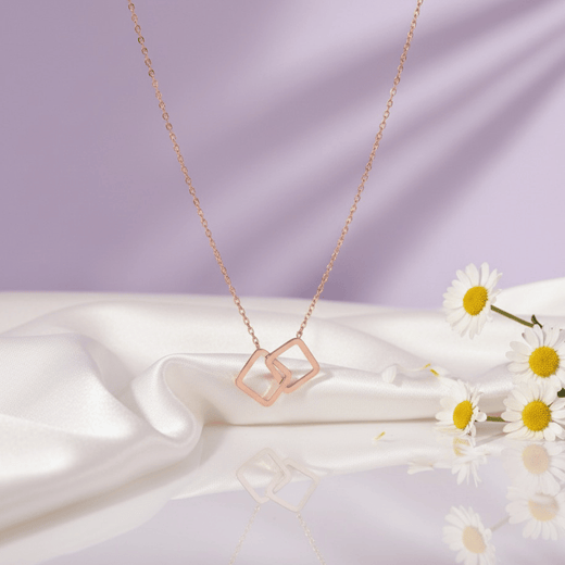 Anti Tarnish Interlocking Squares Necklace