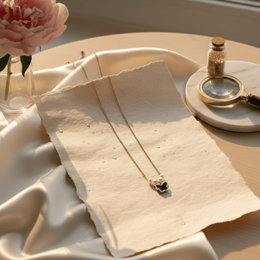 Anti Tarnish Butterfly Pearl Pendant Necklace