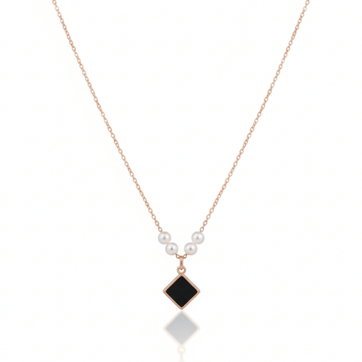 Anti Tarnish Black Diamond Pearls Necklace