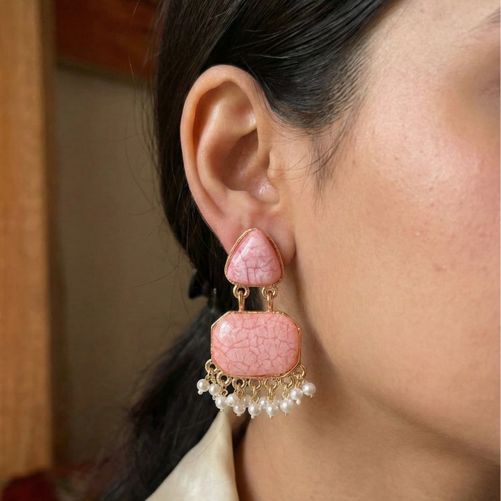 Pink Glow Statement Earrings