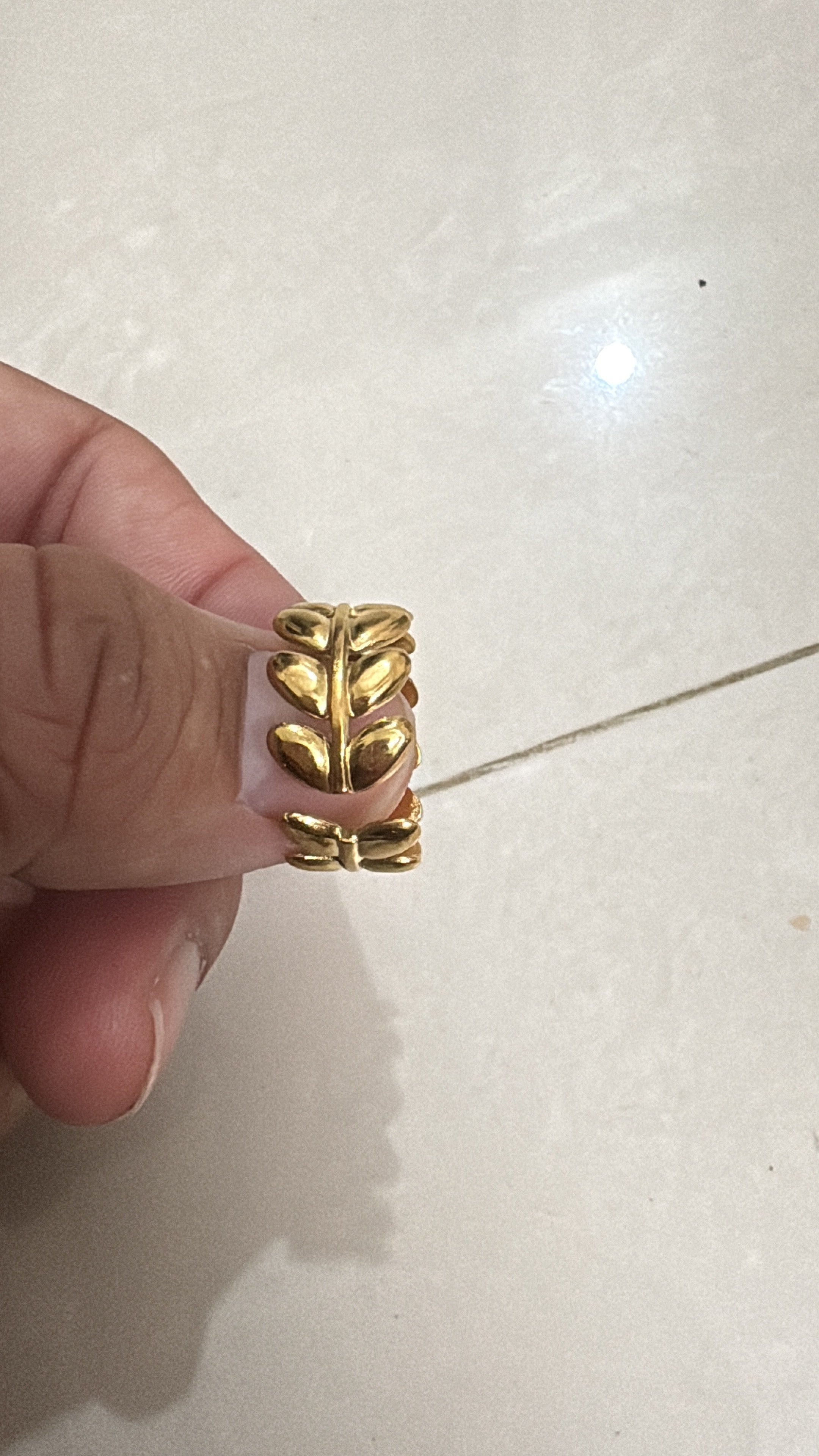 Gold Leaf Wheat Band Ring