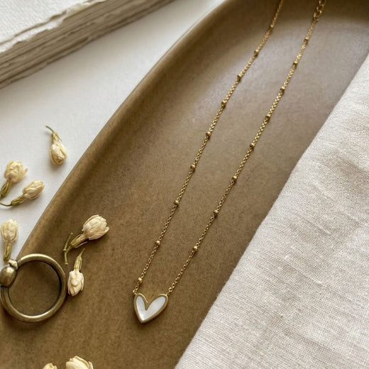 Antitarnish Gold Necklace with Enamel Heart Pendant | Dainty Jewelry for Women