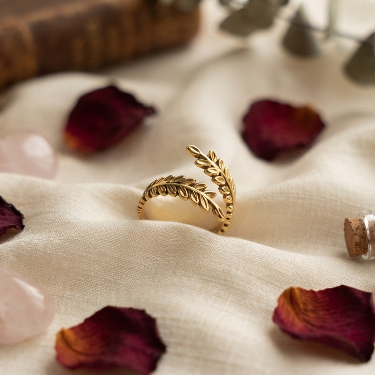 Adjustable Anti-Tarnish Leaf Ring