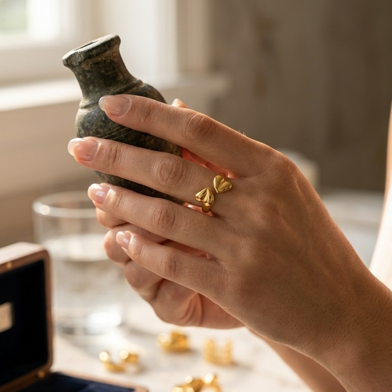 Adjustable_Gold_Double_Heart_Ring wear