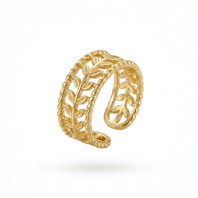 Adjustable Gold Leaf Vine Band Ring