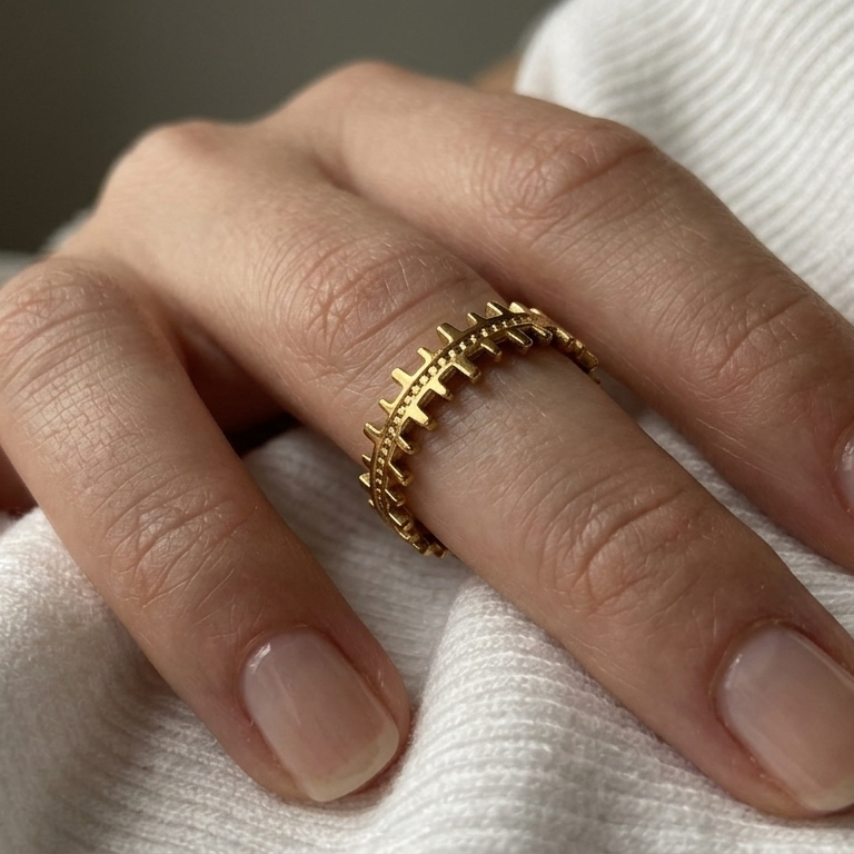 Anti-Tarnish adjustable gold beaded ring