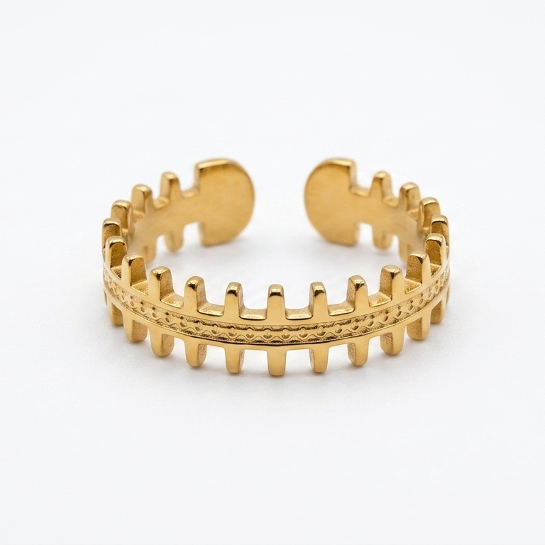 Anti-Tarnish adjustable gold beaded ring white bg