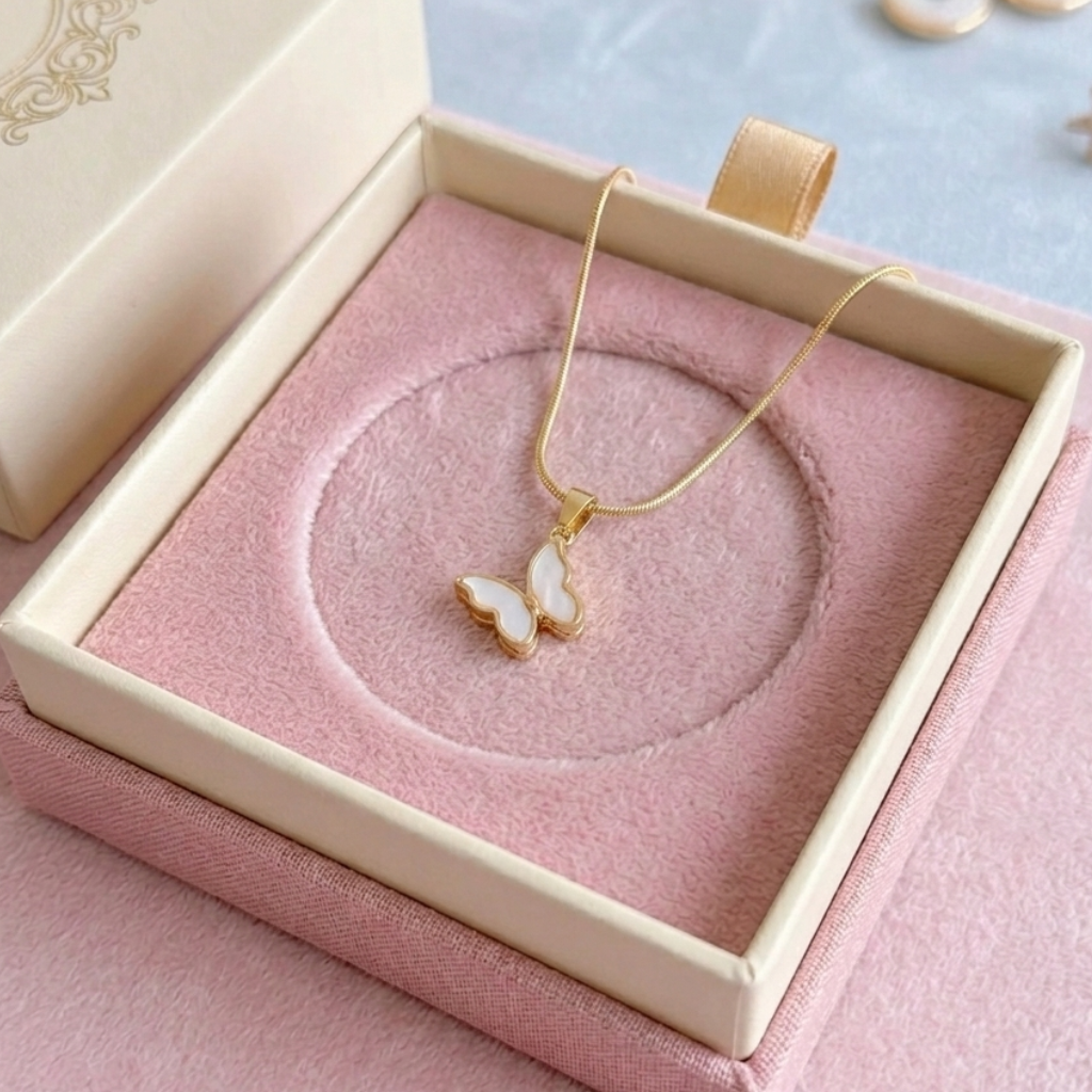 Gold Anti Tarnish Necklace with a Butterfly Pendant