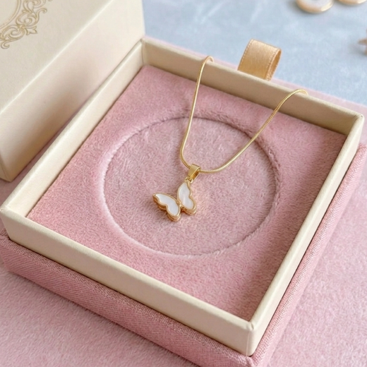 Gold Anti Tarnish Necklace with a Butterfly Pendant