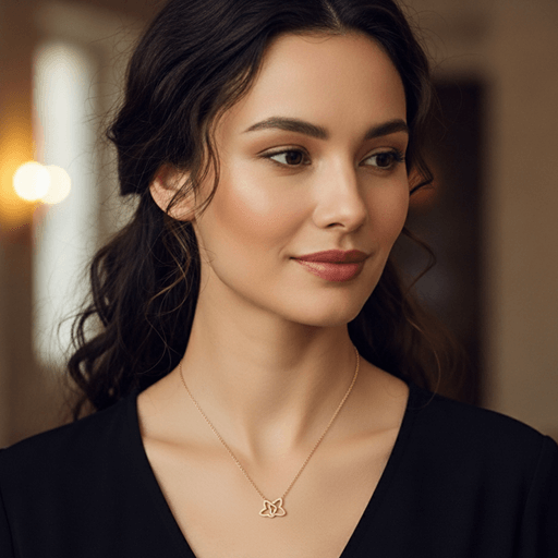 Anti Tarnish Butterfly Interlock Pendant Necklace