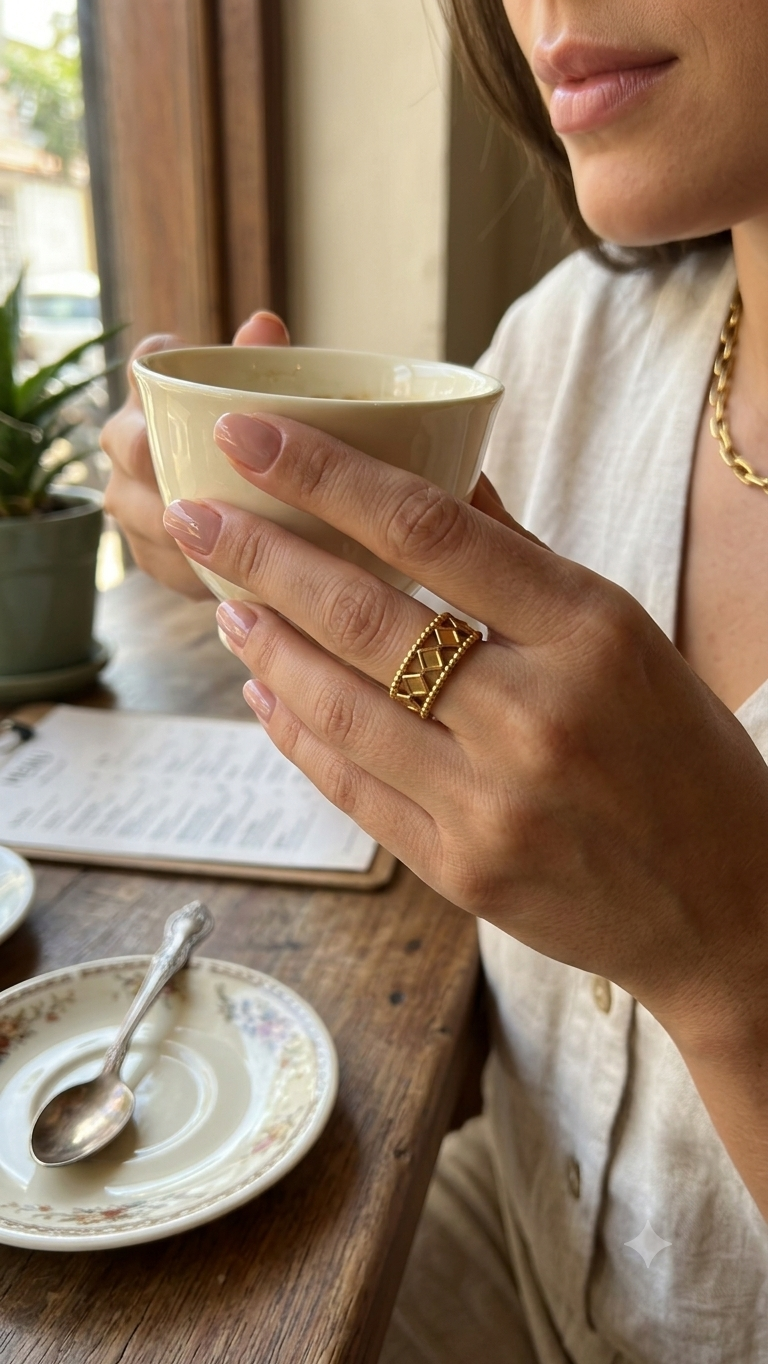 Adjustable Gold Diamond Cut Band Ring