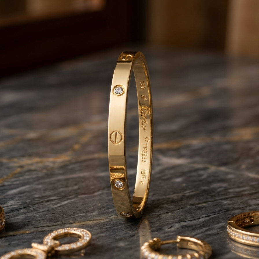 Cartier-Style Gold Screw Bracelet | Anti-Tarnish