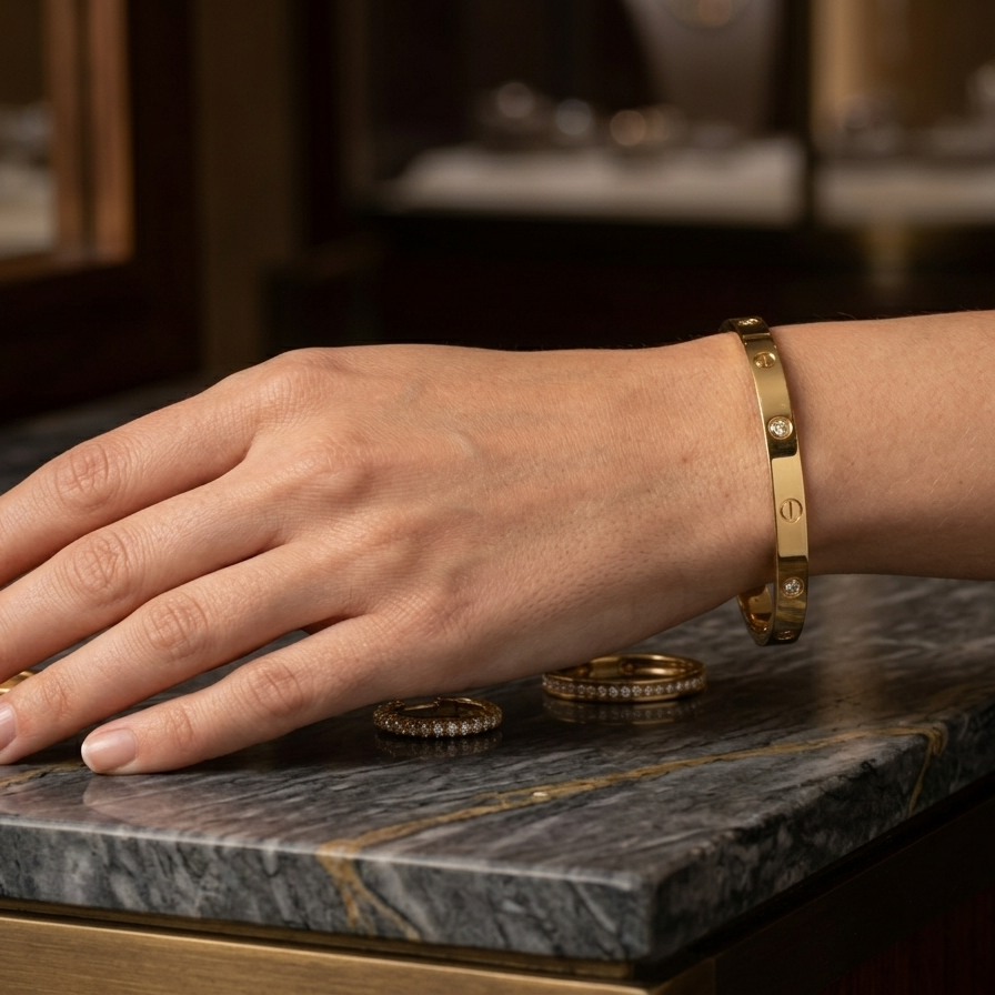 Cartier-Style Gold Screw Bracelet Wear | Anti-Tarnish