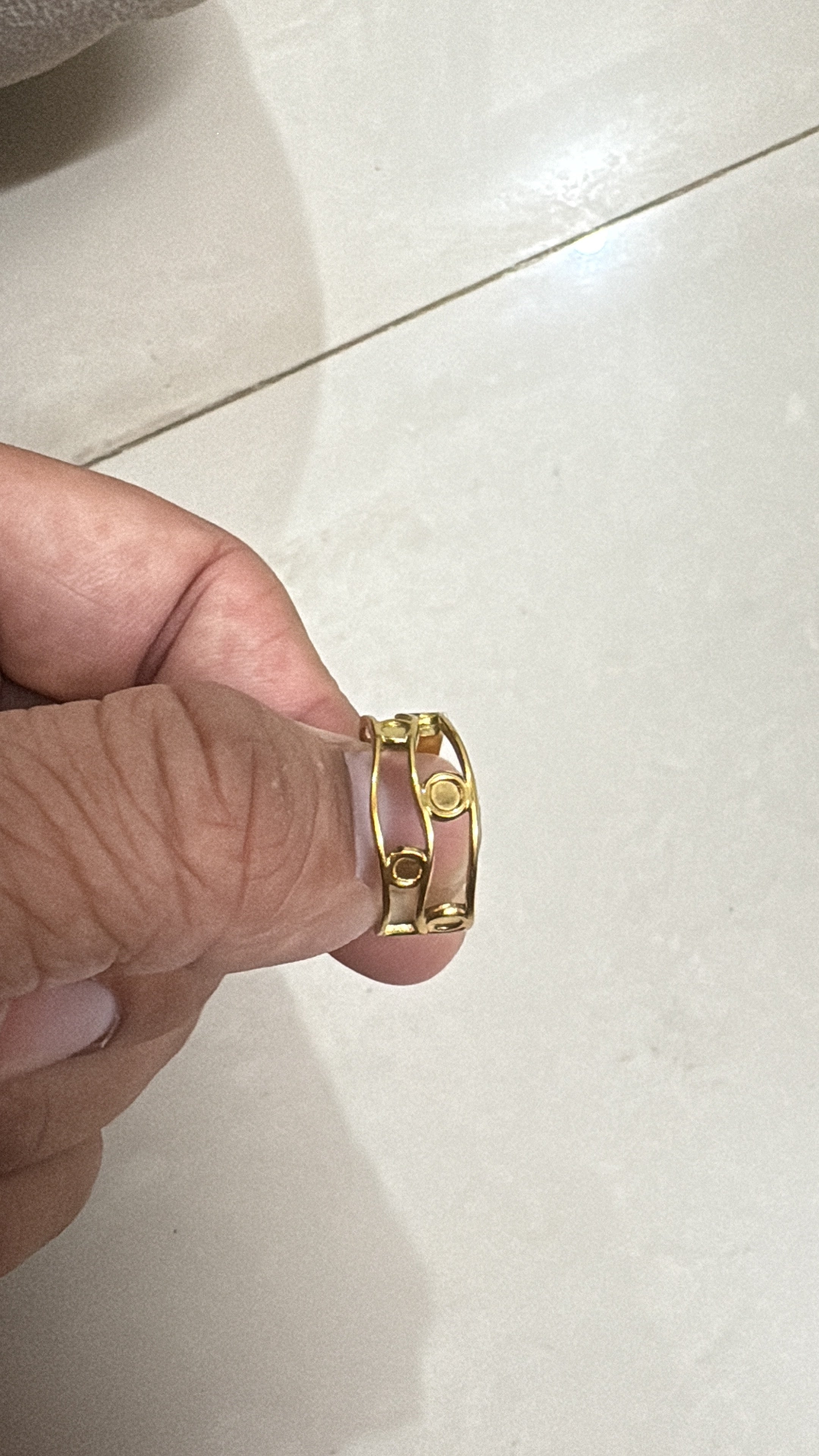 Adjustable Gold Screw Stud Open Band Ring