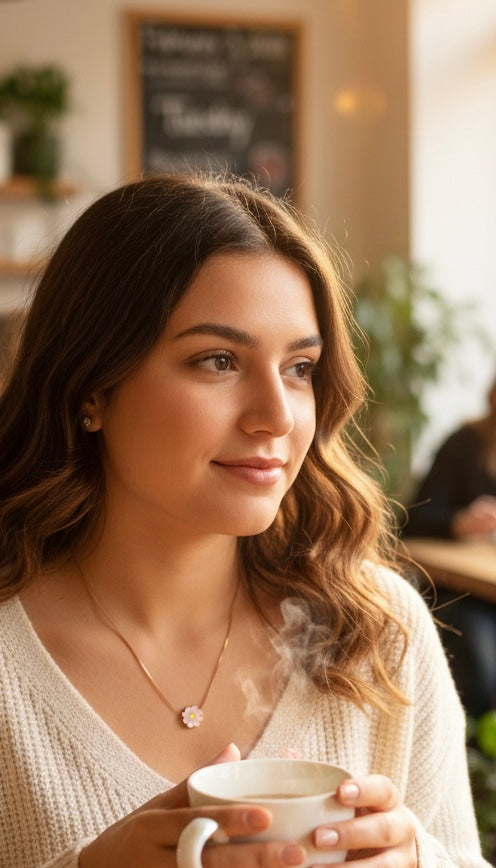 Enameled Daisy Pendant