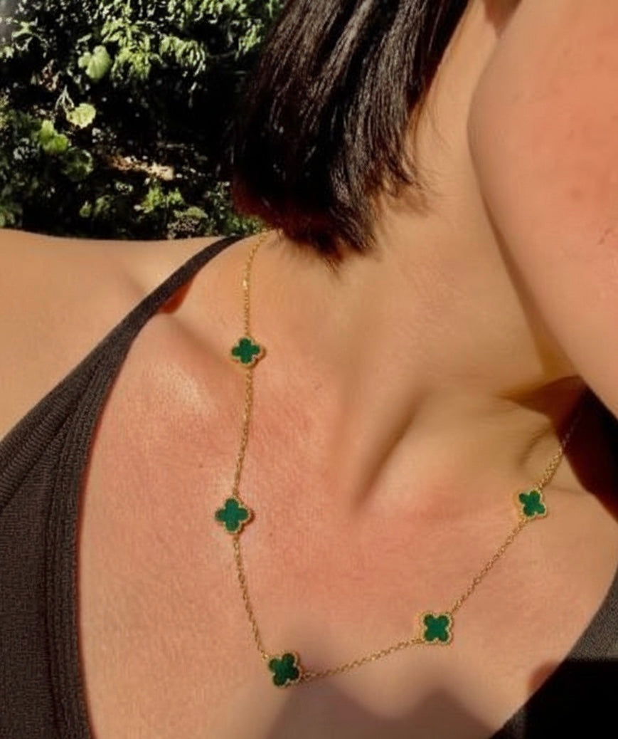 Turquoise Clover Charm Necklace