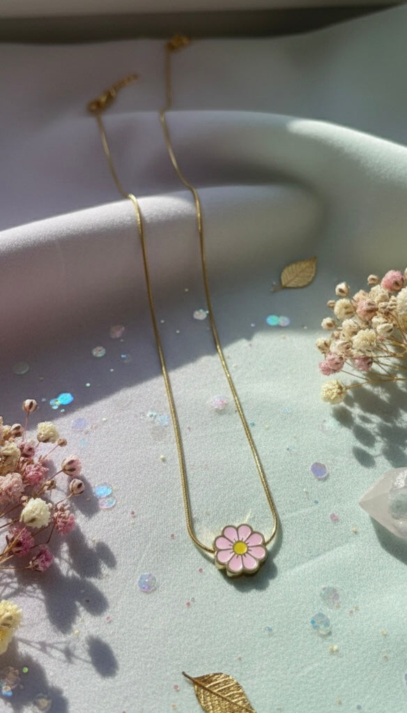 Enameled Daisy Pendant