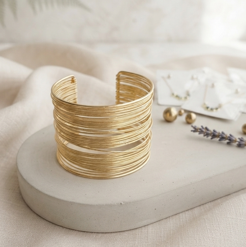 Gold Multi-Wire Cuff Bangle