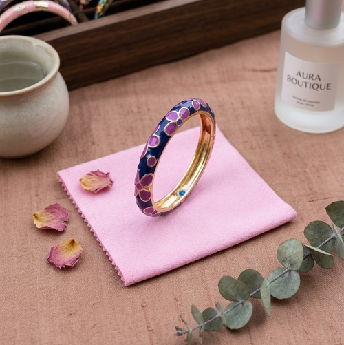 Colorful Meenakari Kada bracelet on a pink cloth