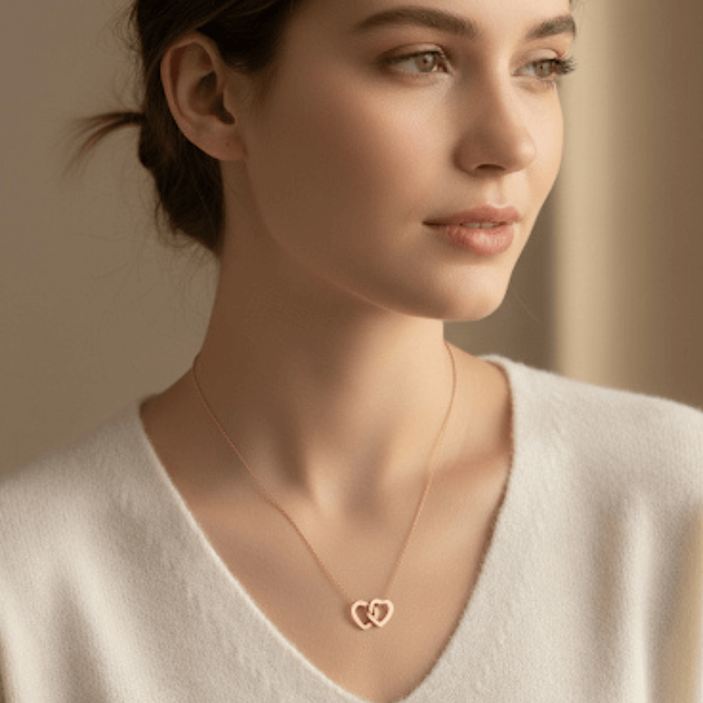Anti Tarnish Interlocking Hearts Necklace
