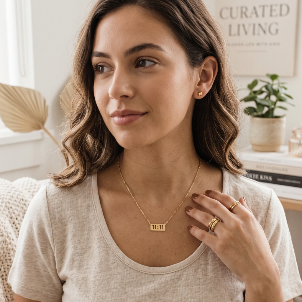 Antitarnish Gold 11:11 Pendant Necklace | Manifestation Lucky Number Jewelry for Women