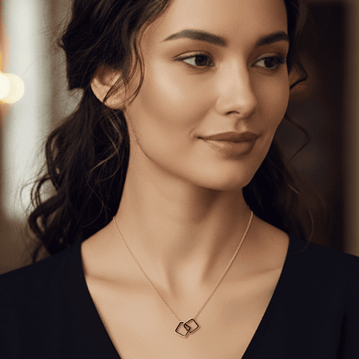 Anti Tarnish Interlocking Squares Necklace