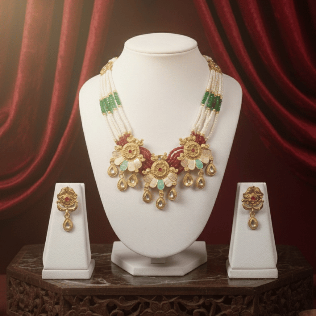 Royal Heritage Pearl Meenakari Set